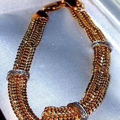 9ct Gold Gemset Woven Bracelet 4.60g 375 Hallmark