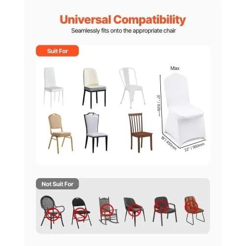 Stretch Spandex Folding Chair Covers, Universal Fitted Chair Cover, Removable Washable Protective Slipcovers, for Wedding