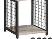 Bedside Table with Wheels Steel Frame Shelves 40 x 40 x 50 cm for Living Room Bedroom Industrial Design Greige-Black
