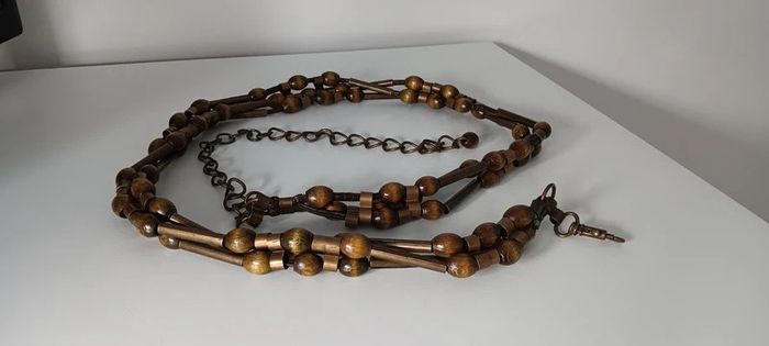 Brown Khaki Metal Chain Belt