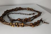 Brown Khaki Metal Chain Belt