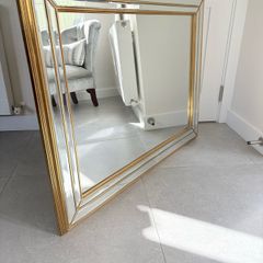 Large Premium Deknudt Belgian Mirror Bevelled Glass & Gold Frame 80x105 cm