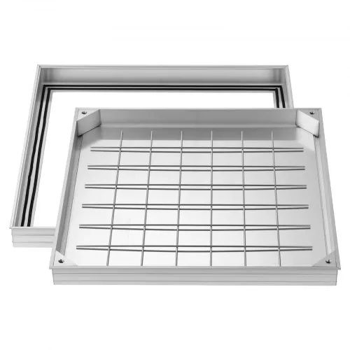 Manhole Cover with Frame, 600 x 600mm Invisible Recessed Septic Tank Access Covers, Aluminum Alloy Embedded Drain Channel Inspection Cover