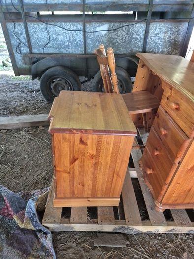 Pine Desk, Chair, Bedside Locker