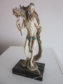 Chinese Fisherman/Sea Serpent Resin Figure