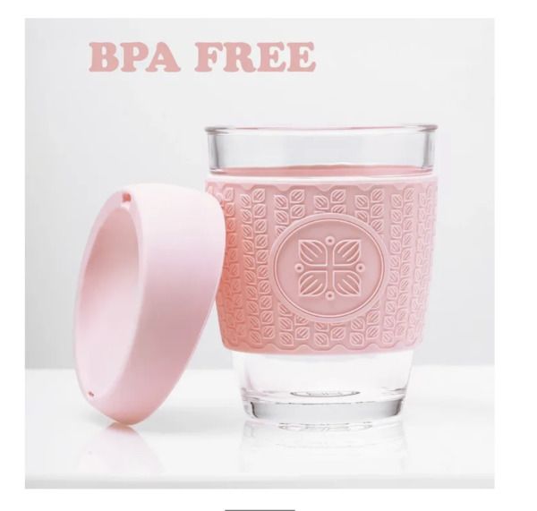 Funk My World - Pink Eco-Friendly Travel Mug Borosilicate Glass - 12oz Barrister Friendly