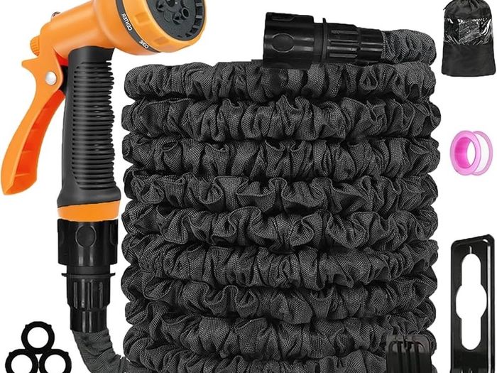 FREE SHIPPING Expandable Garden Hose Pipe - Expanding Hose 50FT with 10 Modes Spray Gun, 3 Times Flexible Water Hose with 1/2", 3/4" and Quick Fittings, No-Leaking &Lightweight for Gardening, Washing (50FT)