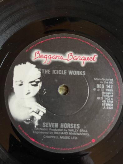 The icicle works. Seven horses picture sleeve vinyl record single in vg+ condition