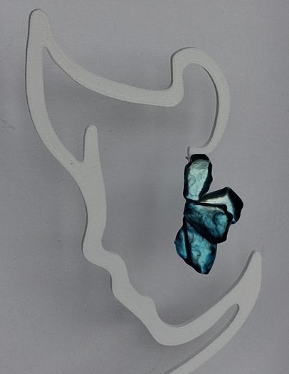 Iridescent Metallic Teal Irregular Petal Earrings