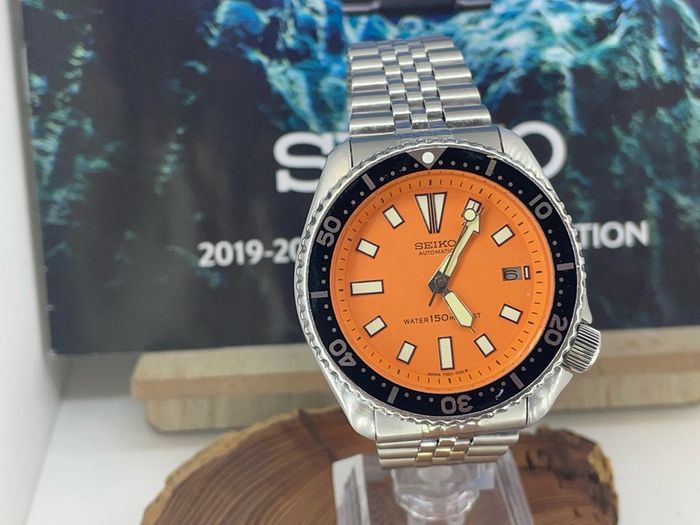 Lunetta E Inserto Quadrante Arancione Per Seiko Diver 7002-7001, Ricambio Aftermarket