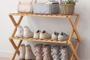 3 Tier Bamboo Shoe Rack,Portable Folding Shoe Storage Rack,Without Installation Small Shoe Rack Perfect for Corridors, Bedrooms and Small Spaces (3 Tier)