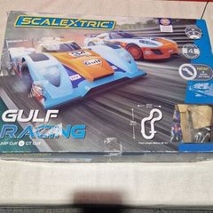 Scalextric Gulf Racing Set  Complete 2 Gulf Cars  Great Condition