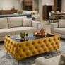 Chesterfield Coffee Table Velvet Rectangle 83x63x45cm with Glass Image 2