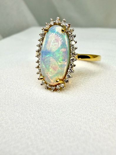 Opal Lab-Grown Diamond Halo Ring