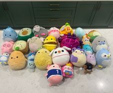Lot of 23 Plushies & Squishmallows (Cows, Food Squad, Axolotl & More)