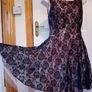 Occasion Dress, black lace over dusty pink satin Image 3