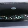Mid 1800s Victorian Black Lacquer Papier Mache Abalone Inlay Snuff Box Image 2