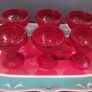 Fabulous Vintage Retro Set of Six Matching Red Sundae Glasses with a Relief Pattern Very Similar to the Very Popular Iittala Marimekko Maribowl Glasses in Cranberry - Perfect for Halloween Image 7