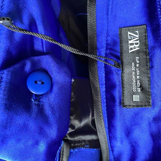 BNWT Zara Royal Blue Flowing Satin Effect Palazzo Wide Leg Trousers