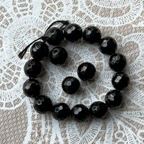 Beads stunning faceted black agate 14 mm