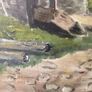 Vintage French Oil Painting On Canvas, Original Mid Century Impressionist European Landscape, Signed Ballet No 15 Paysage, Image 3