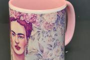 Frida Kahlo Pink Mug | Floral Coffee Cup | Mexican Art Ceramic Mug | Gift Idea