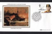 1982 Great Britain Benham Silke Cover showing A dreadnought Class Battleship tying 26p Lord Fisher and H.M.S. Dreadnought commemorative stamp