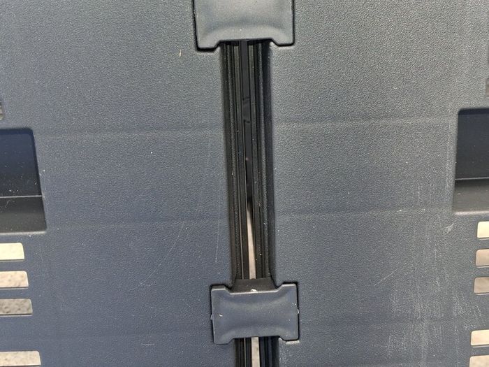 Two 5 Tier plastic shelving units, black plastic