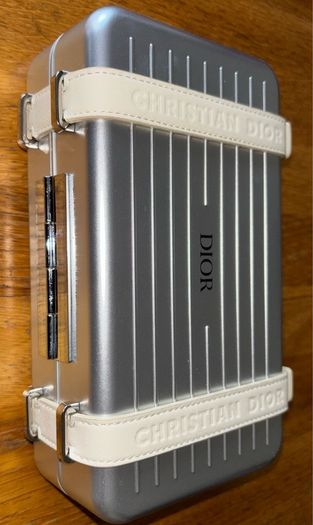 Genuine Christian Dior Rimowa X Pochette Personal shoulder bag in grey aluminium and grey leather Collector Square