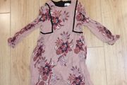 Zara Girls Floral long-sleeve chiffon dress [110cm] (5y)