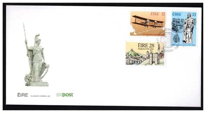 1994 Ireland Anniversaries; 800th of Drogheda. 150th death of Edmund Rice & 75th of Alcock and Brown's First Transatlantic Flight Stamps  An Post First Day Cover (FDC)