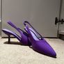 Point Toe Stiletto Heeled Slingback Pumps purple low heels size 7 UK / 40 EU Image 3