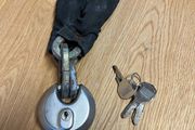 Motorcycle, motorbike, bike chain and lock