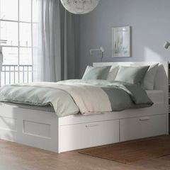ikea double bed frame with cabinets