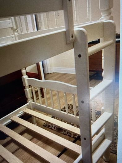 A Beautiful White Bunk Bed. No Mattresses .