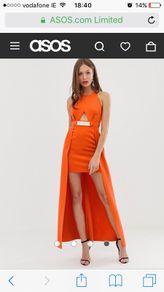 ASOS Orange dress golden belt size 8