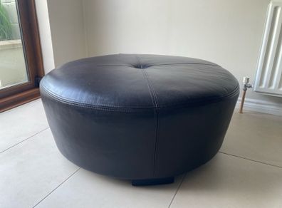 Leather Pouffe stool - chocolate brown