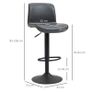 Set of 2 Bar Stool Adjustable Height Swivel Footrest and Base for Breakfast Bar, Kitchen and Home, Dark Grey Image 2