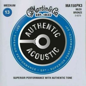 Martin Acoustic Guitar Strings 13 56 MA150PK3 3 sets 80 20 Bronze