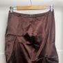 Ganni Brown Draped Midi Skirt Sz 8UK 4US S Chicory Coffee Voluminous Satin Image 8