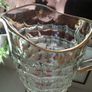 Art Deco Davidson Jacobean Pressed Glass Large 1.5 Pint Jug / Pitcher with Gold Decorative Rim Handle & Base Image 2