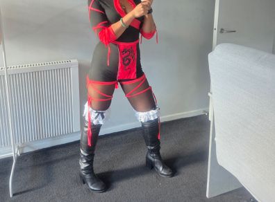 Womens Short Dragon Ninja Costume with plastic Sword