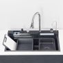 Stainless Steel Waterfall Kitchen Sink Large Single Slot Integrated With Digital Display Faucet Set Soap Dispenser Cup Washer Image 2