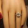 14ct White Gold Oval Brilliant Cut Lab Diamond Ring with a Halo of Diamonds Image 4