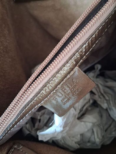 Bronze Shiny Furla Genuine Leather Bag