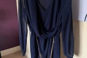 River Island Navy Dress with Gold Belt Size 10