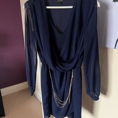River Island Navy Dress with Gold Belt Size 10