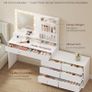 Dressing Table with Mirror and LED Lighting, Dressing Table 9 Bulbs, 8 Drawers, 3 Shelves, 3 Light Colours, Straight or L-shaped, Cloud White Image 4