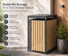 Single Wheelie Bin Storage Box with Gas Struts  Fits 60L, 120L & 240L Bins