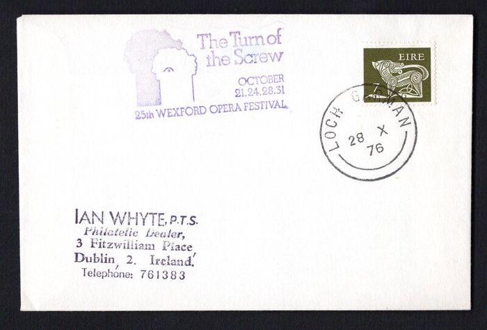 1976 Ireland The Tune of the Screw @ 25th Wexford Operate Festival with 7p Gerl definitive stamp tied by Lock Gorman (Wexford) Steel cancel.